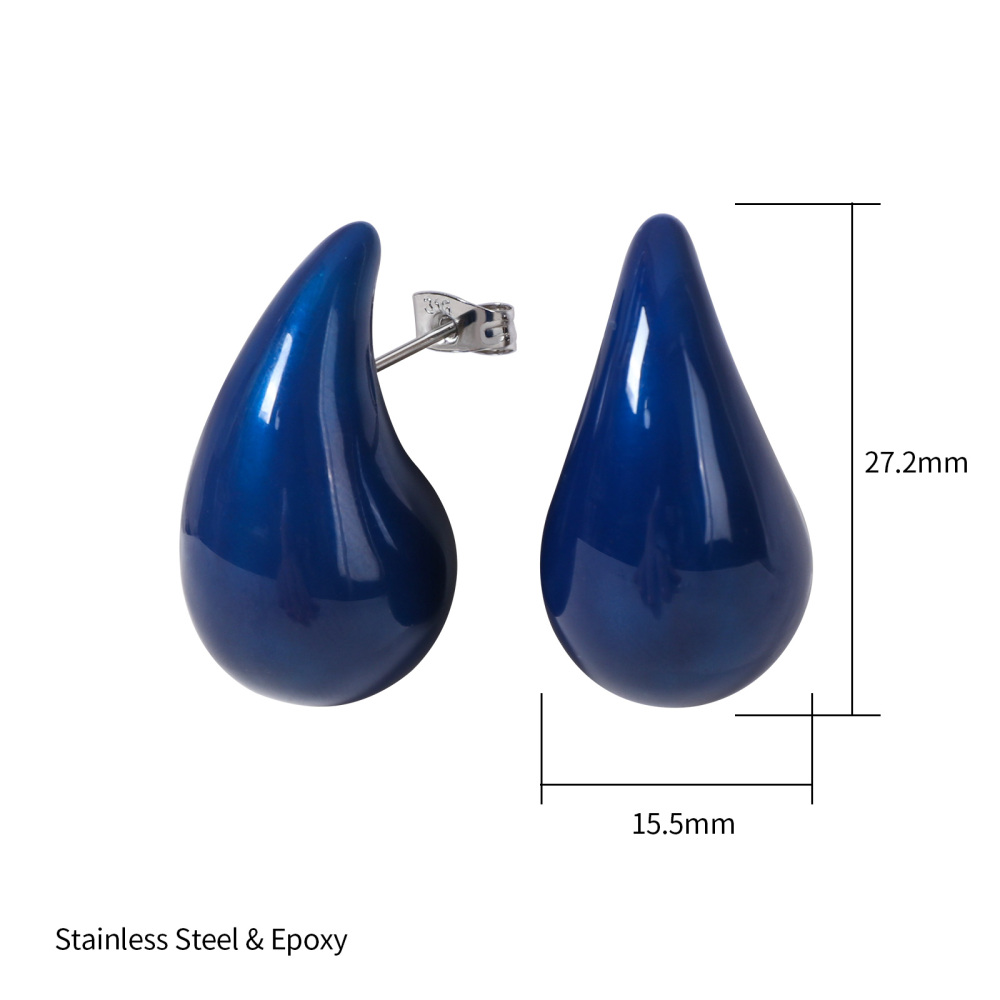 Bold Teardrop Stainless Steel Enamel Earrings