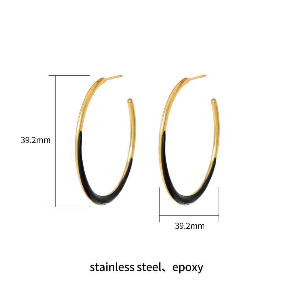 Minimalist Colorful Stainless Steel Enamel Hoop Earrings