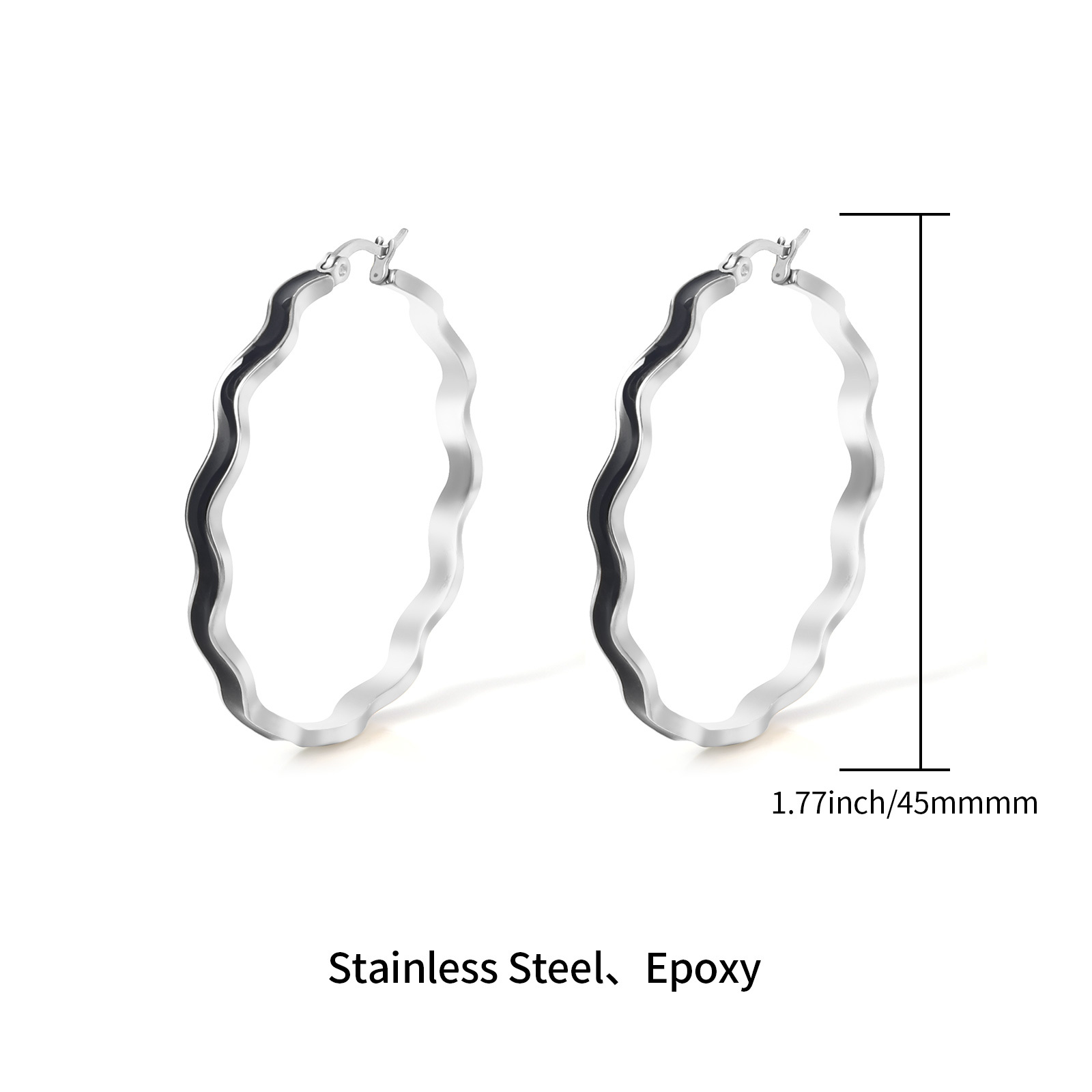 Wavy Stainless Steel Enamel Hoop Earrings