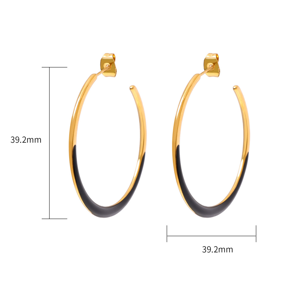 Minimalist Colorful Stainless Steel Enamel Hoop Earrings