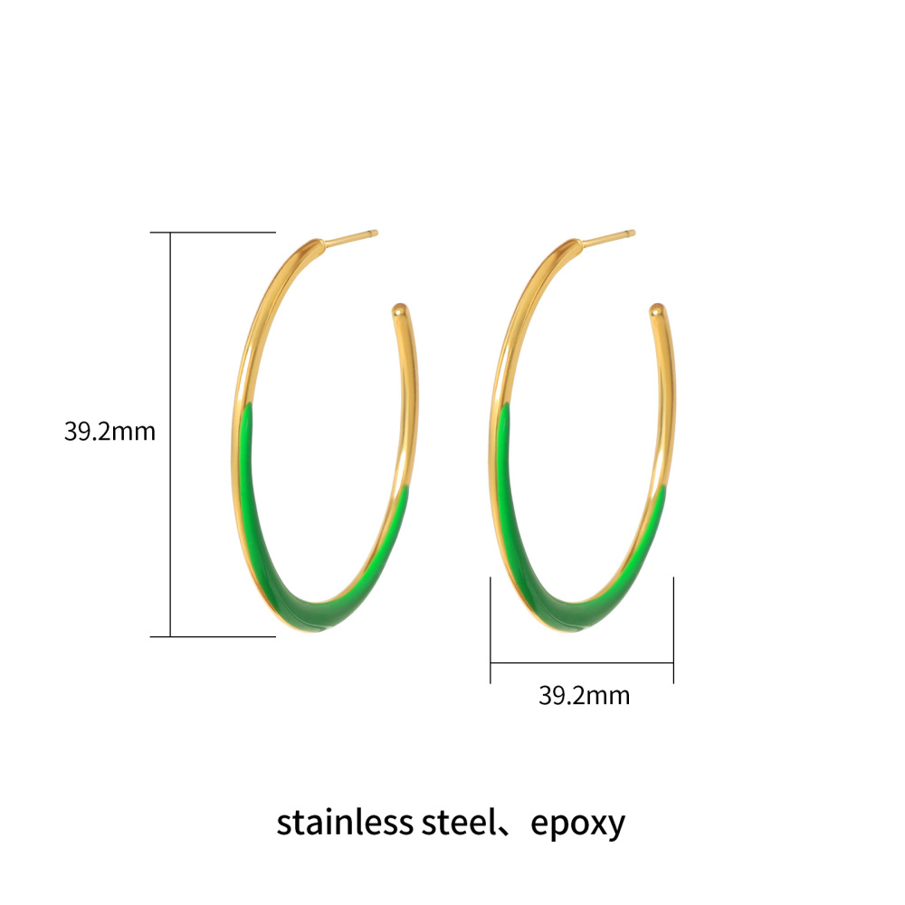Minimalist Colorful Stainless Steel Enamel Hoop Earrings