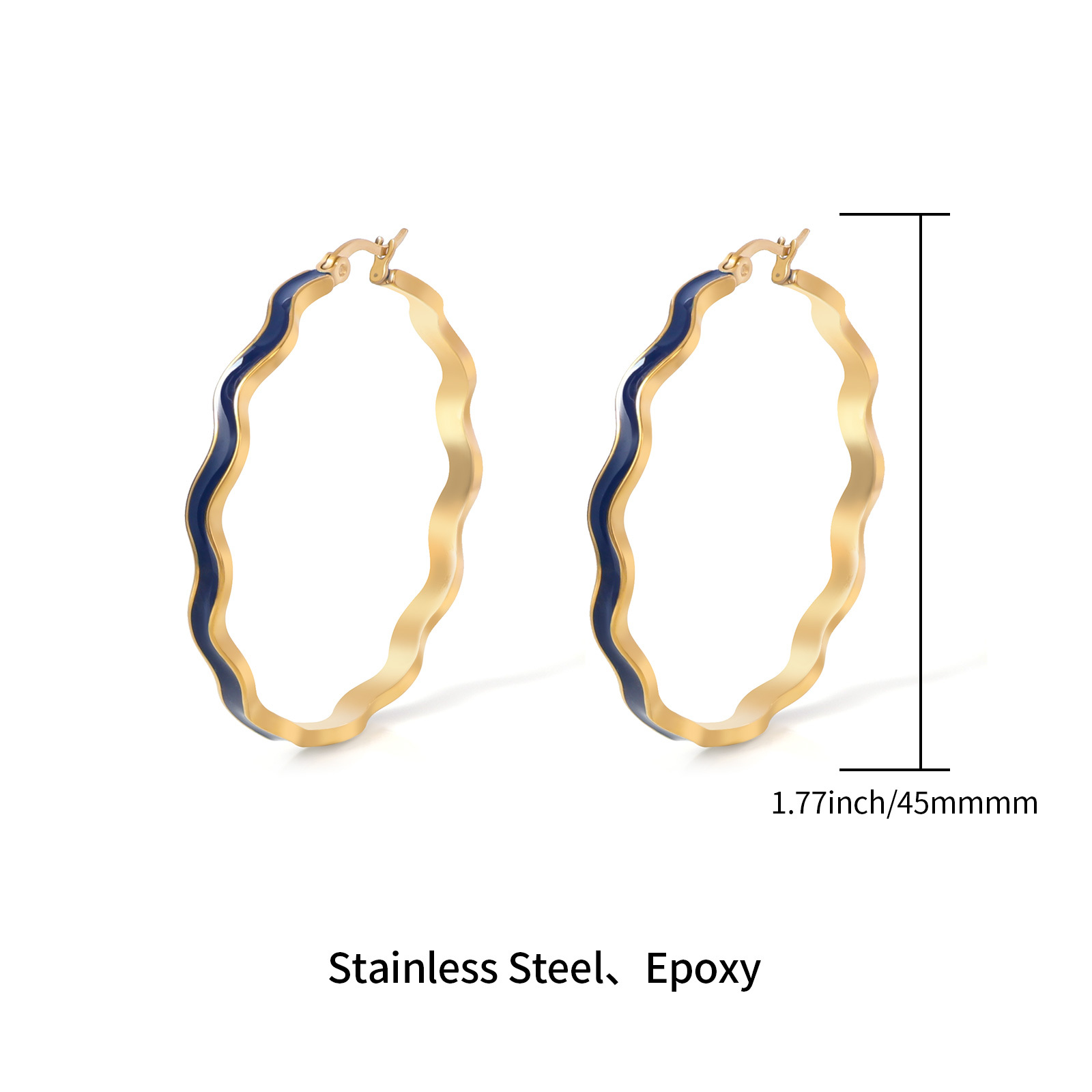 Wavy Stainless Steel Enamel Hoop Earrings