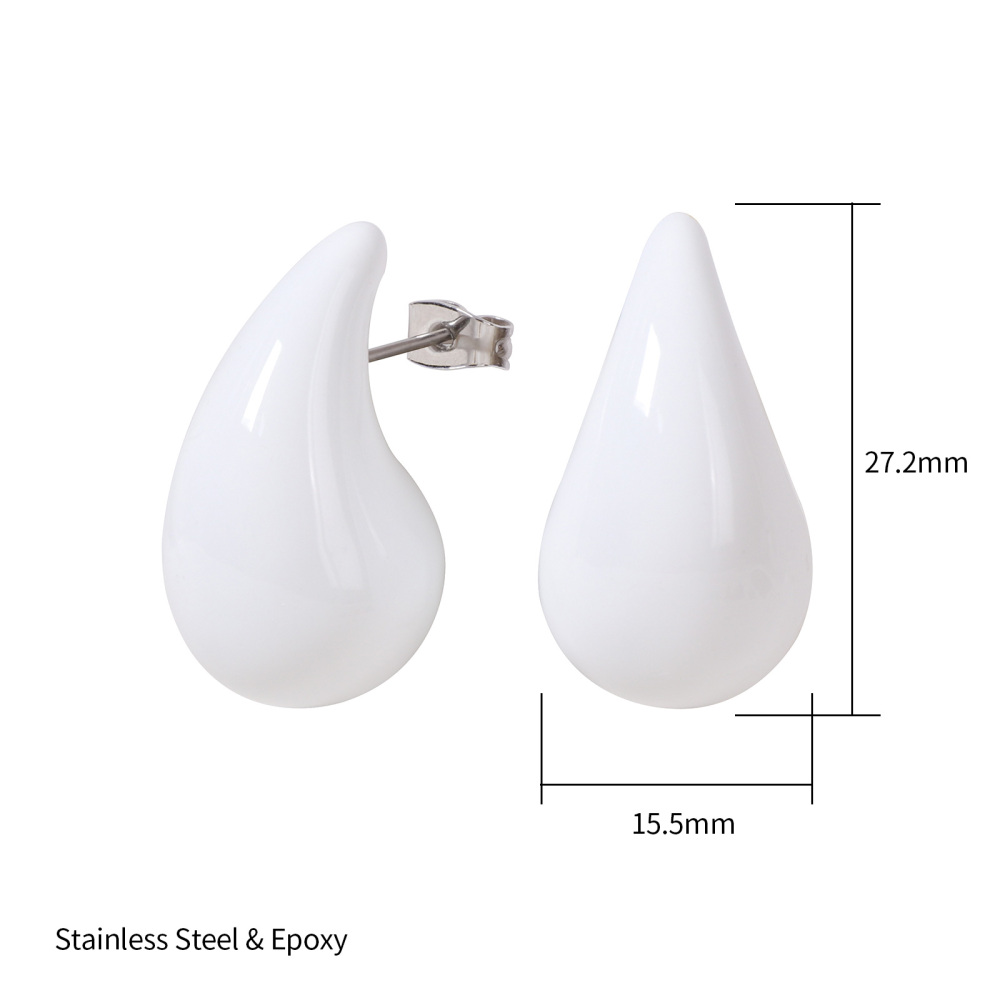 Bold Teardrop Stainless Steel Enamel Earrings