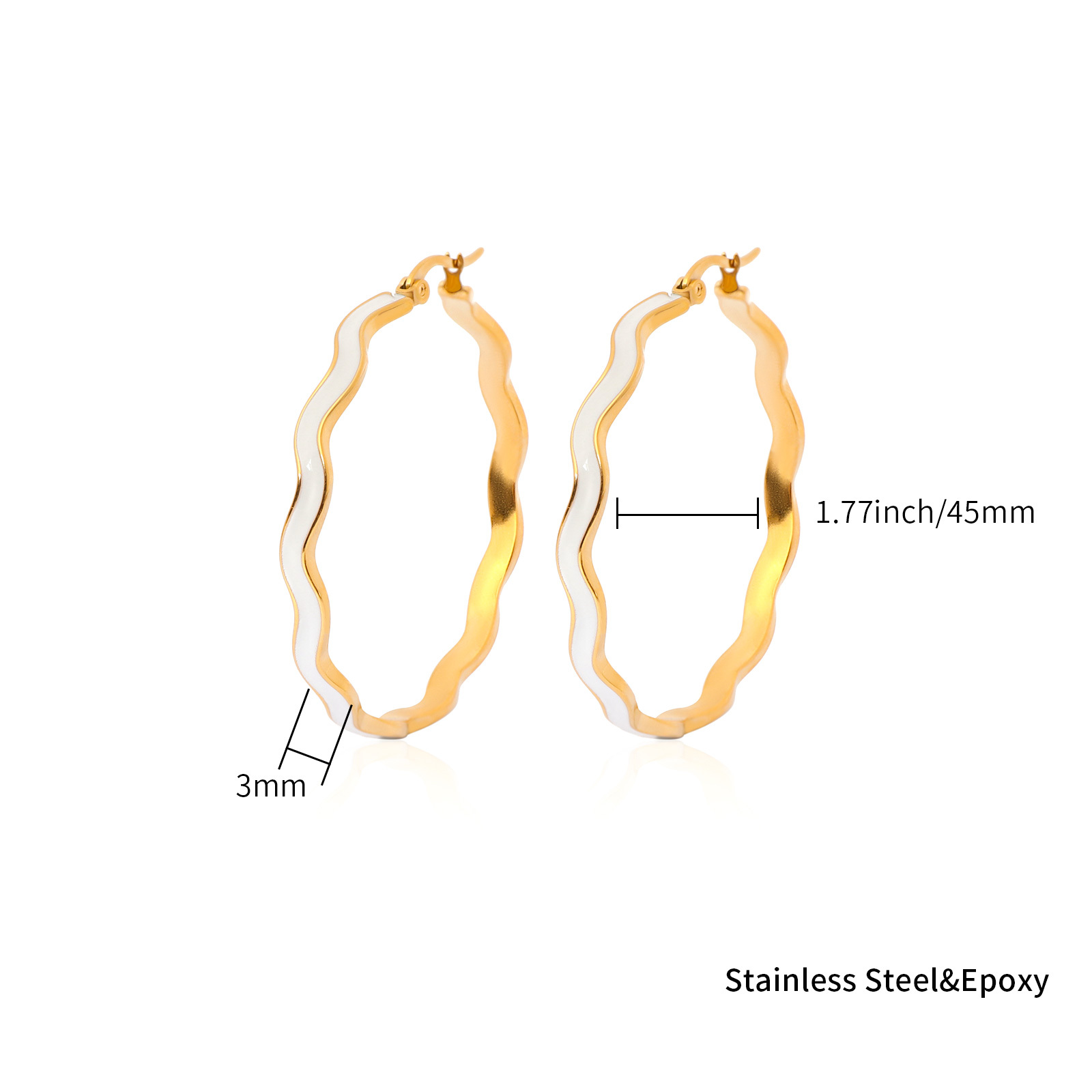 Wavy Stainless Steel Enamel Hoop Earrings