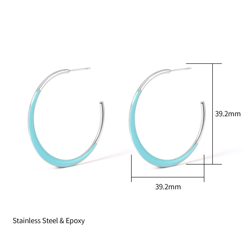Minimalist Colorful Stainless Steel Enamel Hoop Earrings