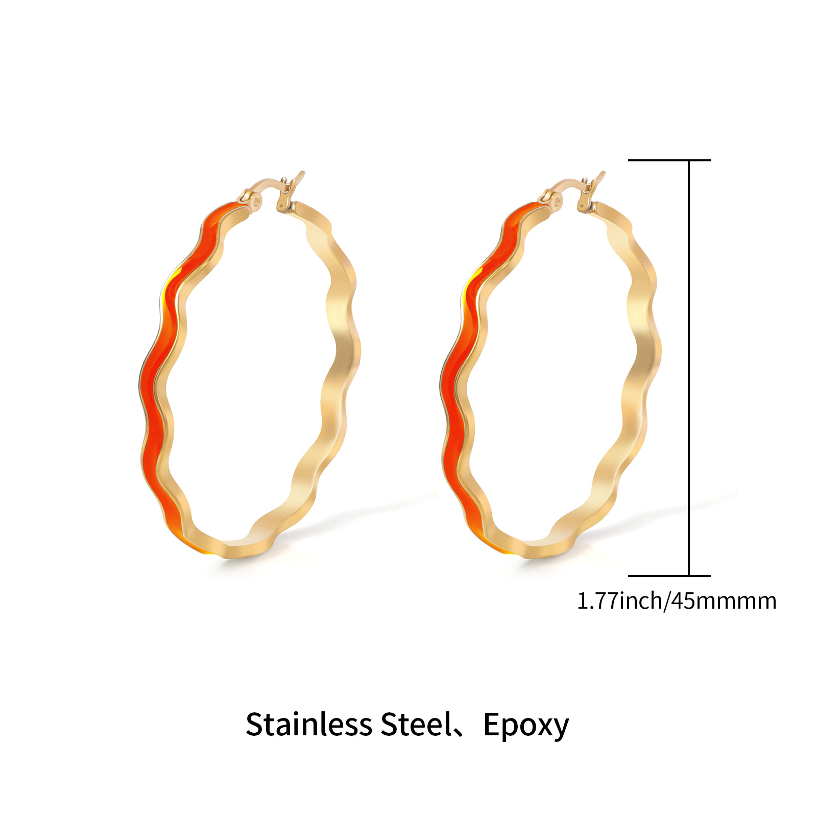 Wavy Stainless Steel Enamel Hoop Earrings
