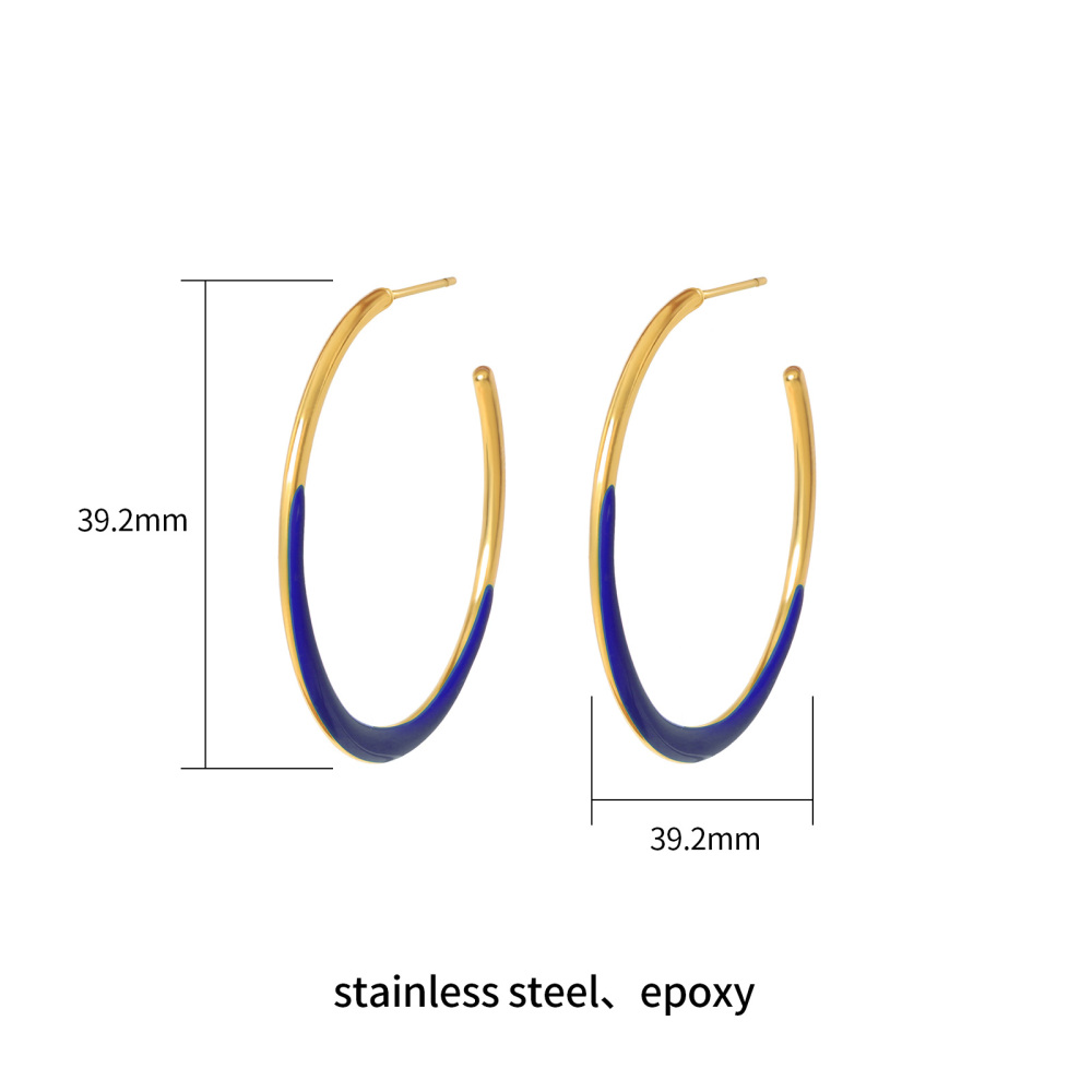 Minimalist Colorful Stainless Steel Enamel Hoop Earrings