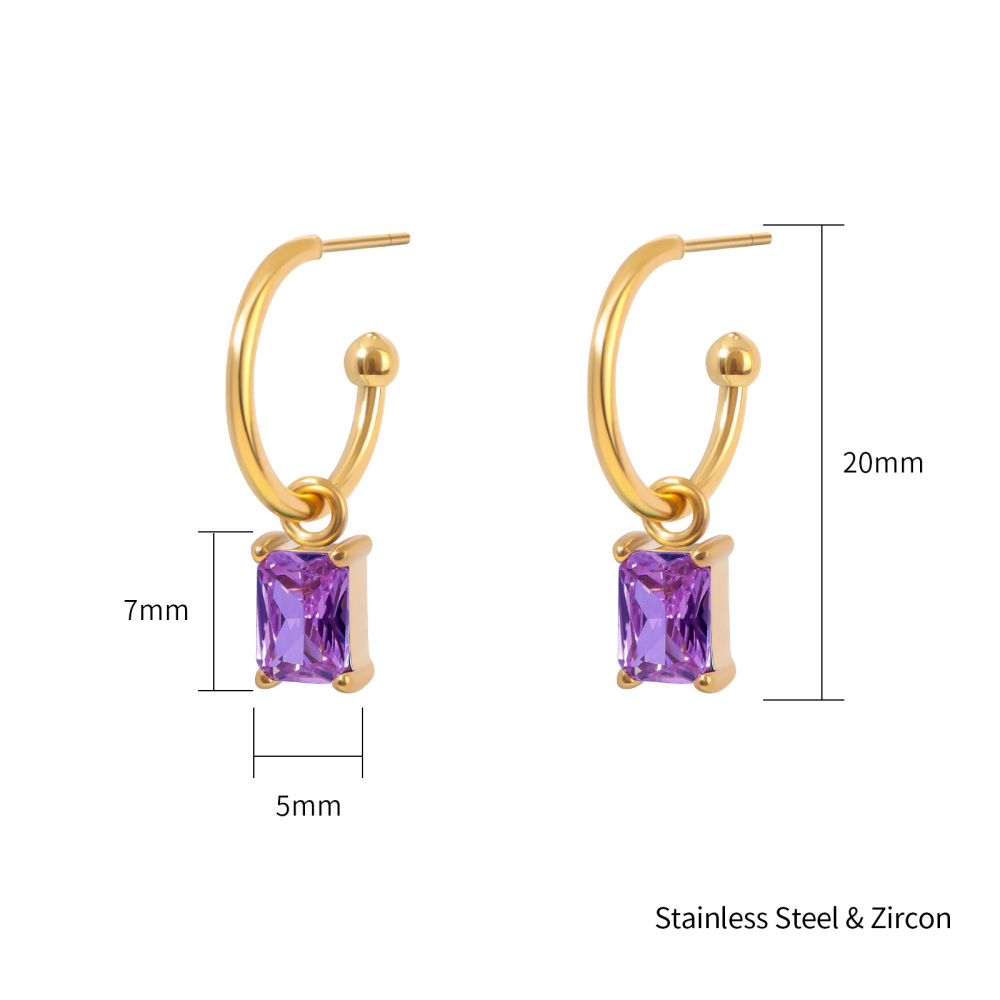 Sparkle Square Cubic Zirconia Earrings in Multi Color