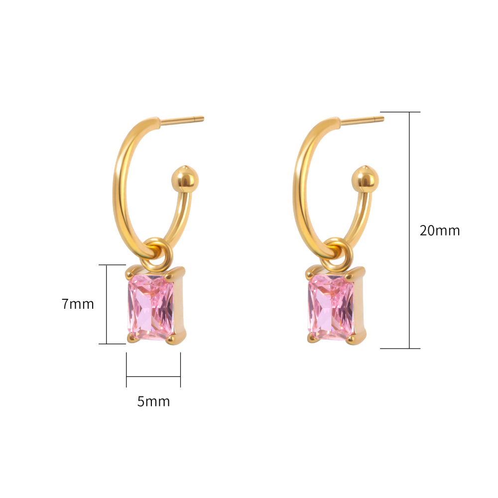 Sparkle Square Cubic Zirconia Earrings in Multi Color