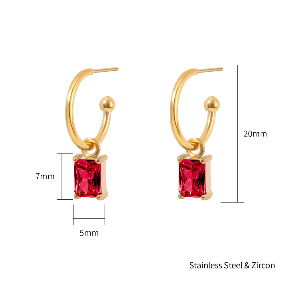 Sparkle Square Cubic Zirconia Earrings in Multi Color