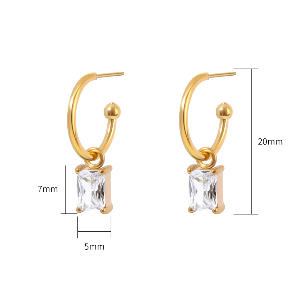 Sparkle Square Cubic Zirconia Earrings in Multi Color