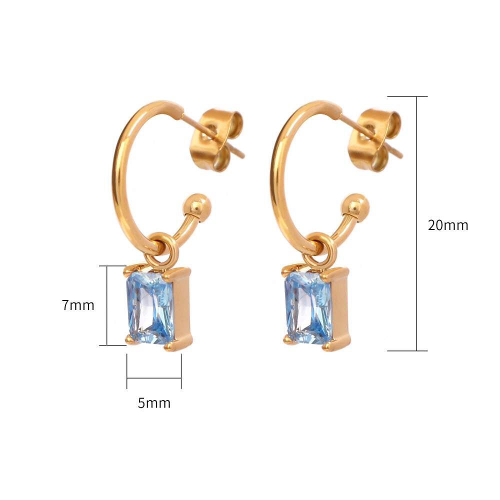 Sparkle Square Cubic Zirconia Earrings in Multi Color