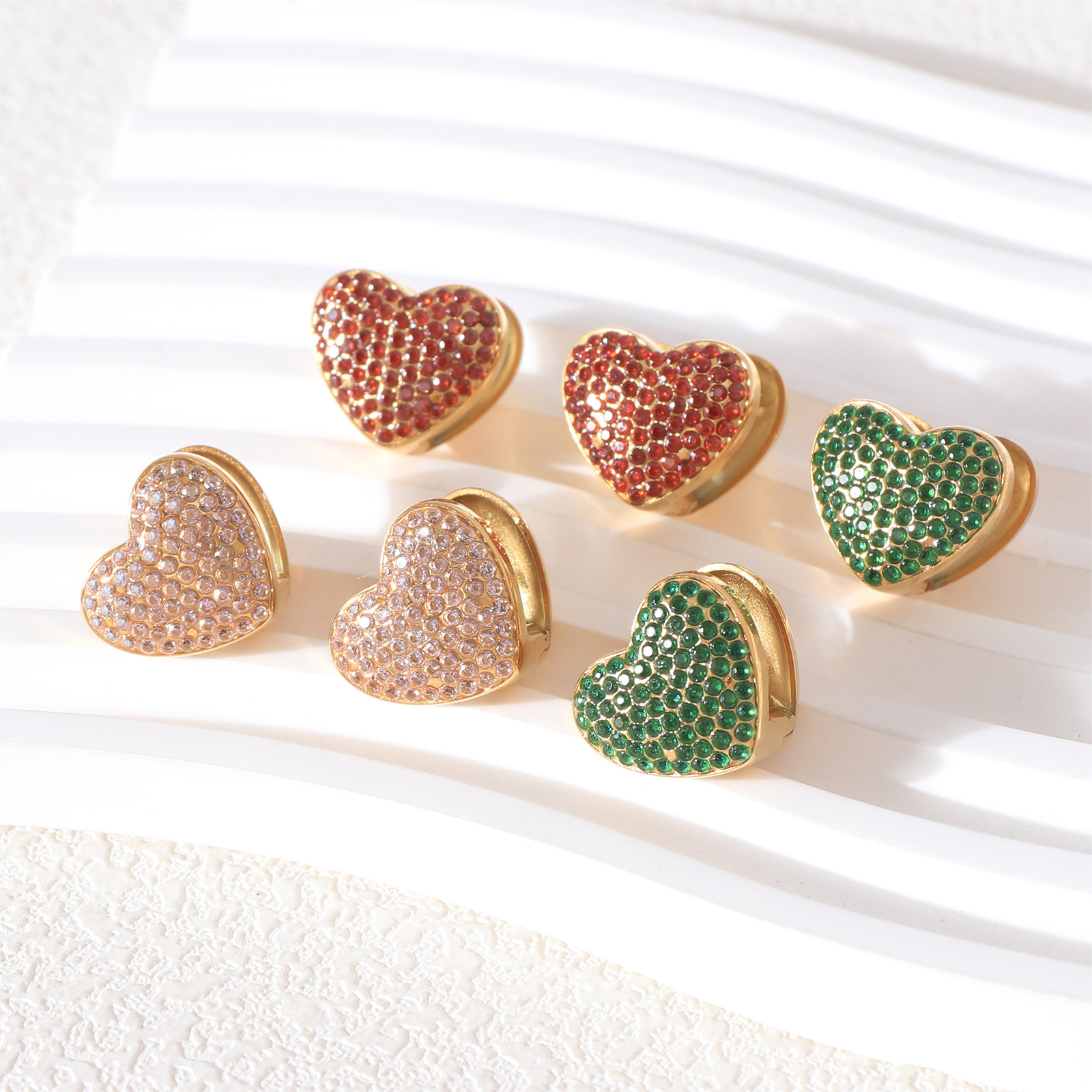 18K Gold Plated Stainless Steel Cubic Zirconia Earrings in Multi Color