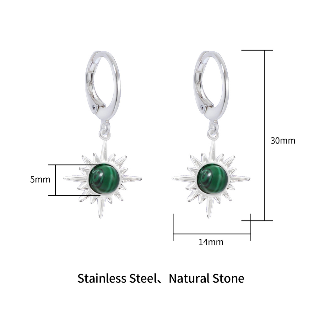 Bohemian Silver Plated Stainless Steel Natural Stone Earrings
