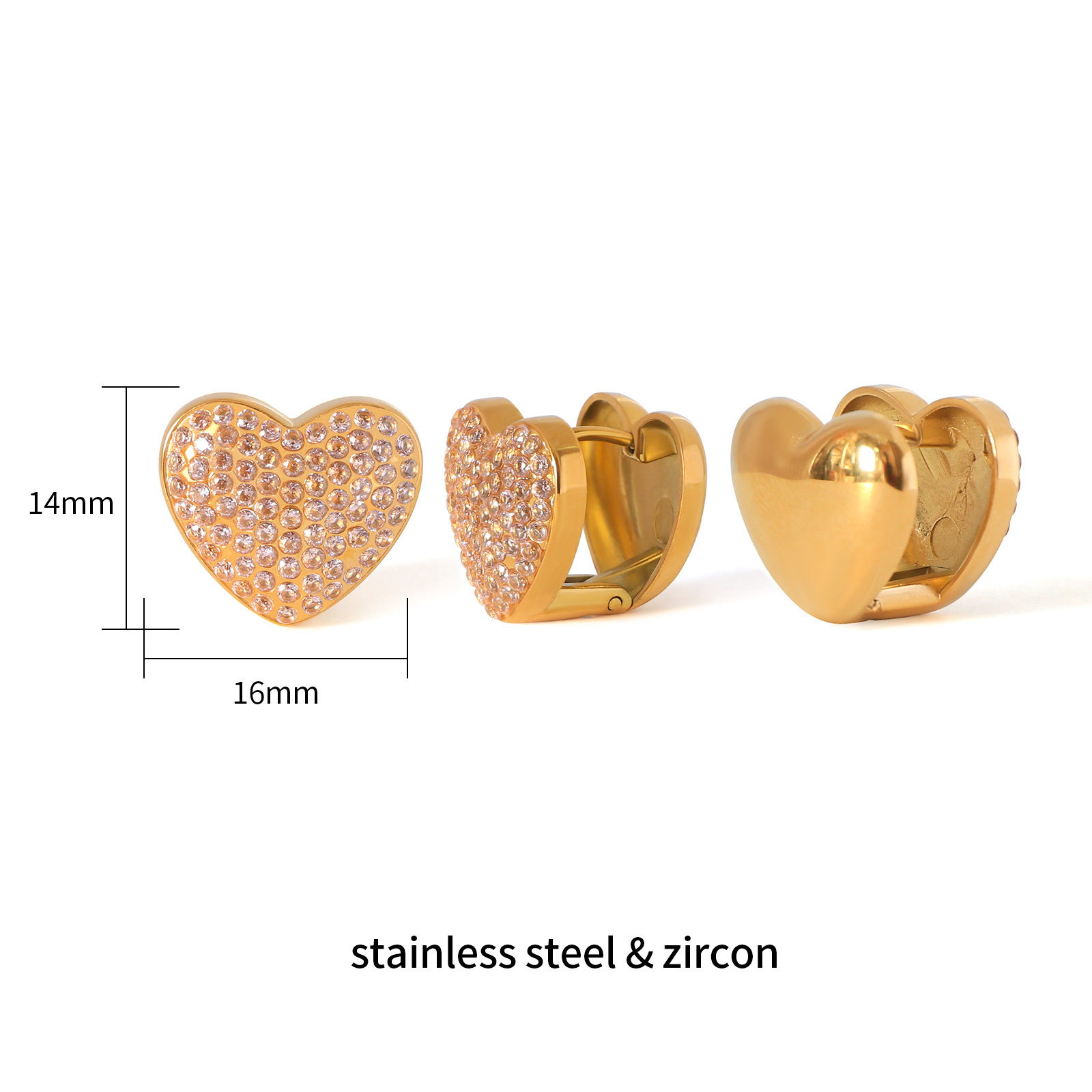 18K Gold Plated Stainless Steel Cubic Zirconia Earrings in Multi Color