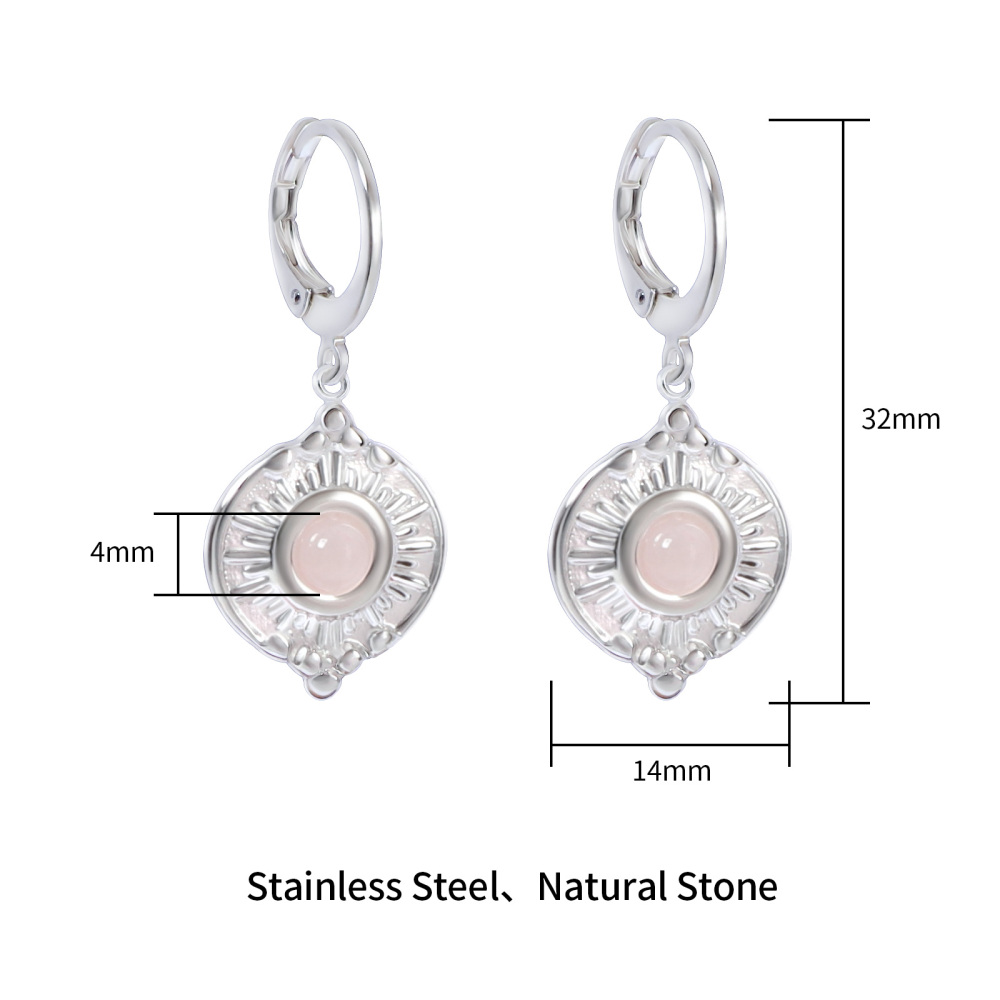 Bohemian Silver Plated Stainless Steel Natural Stone Earrings