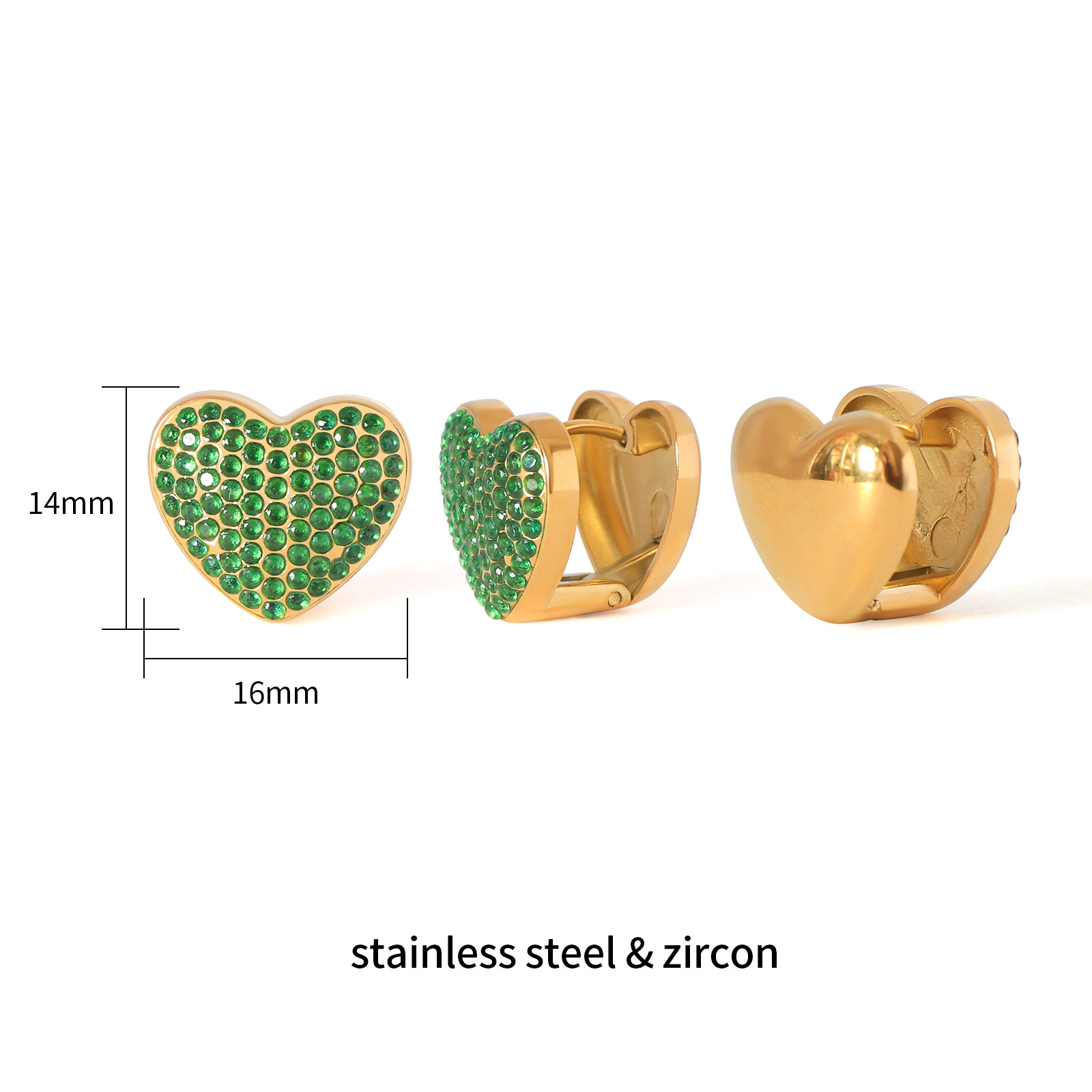 18K Gold Plated Stainless Steel Cubic Zirconia Earrings in Multi Color