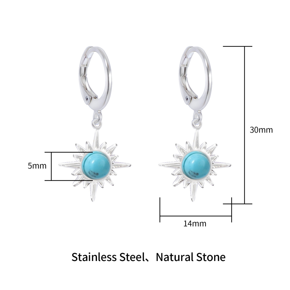 Bohemian Silver Plated Stainless Steel Natural Stone Earrings