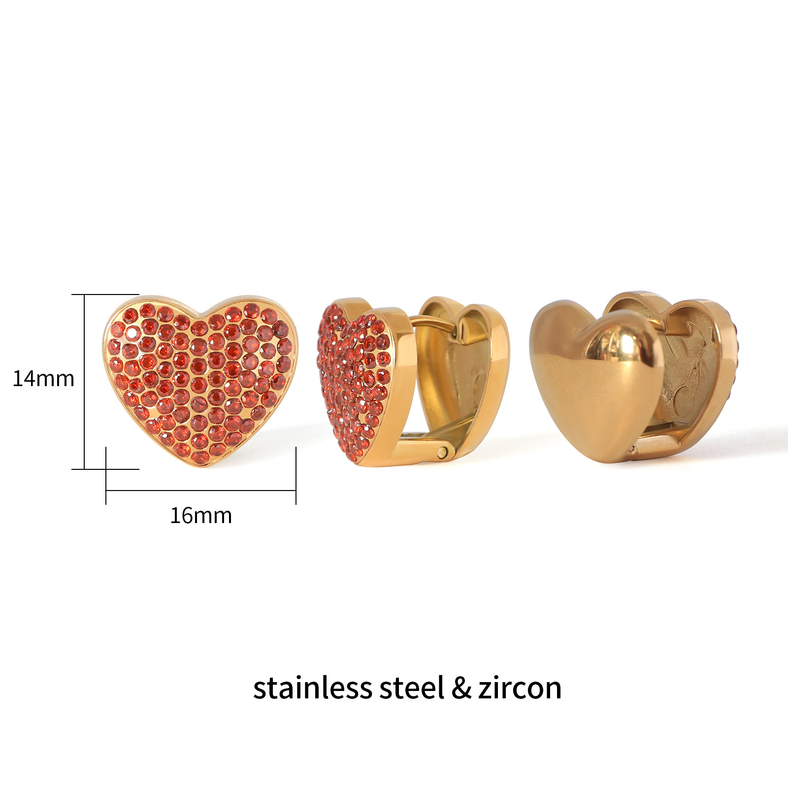 18K Gold Plated Stainless Steel Cubic Zirconia Earrings in Multi Color