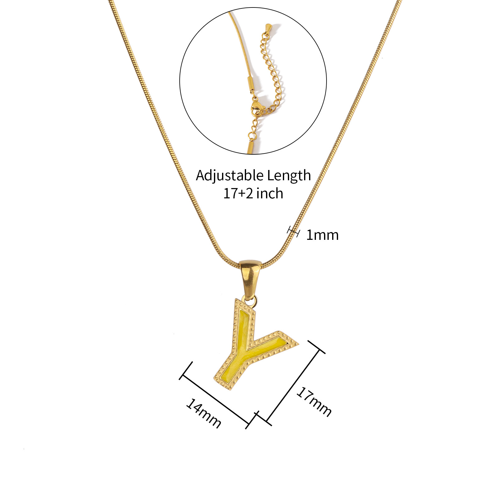 Colorful 18K Gold Plated Enamel Initial Pendant Necklace