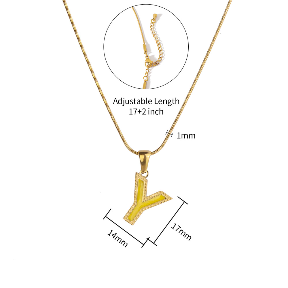 Colorful 18K Gold Plated Enamel Initial Pendant Necklace