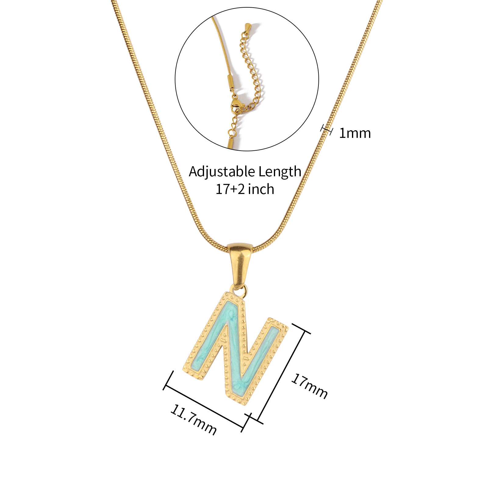 Colorful 18K Gold Plated Enamel Initial Pendant Necklace