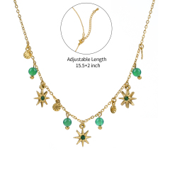 18K GOLD GREEN AGATE