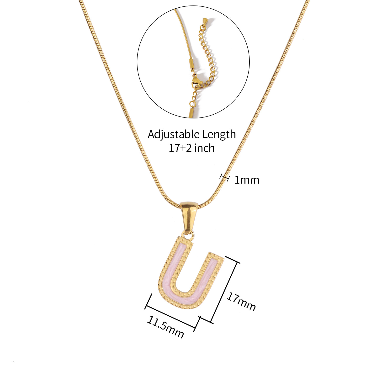 Colorful 18K Gold Plated Enamel Initial Pendant Necklace