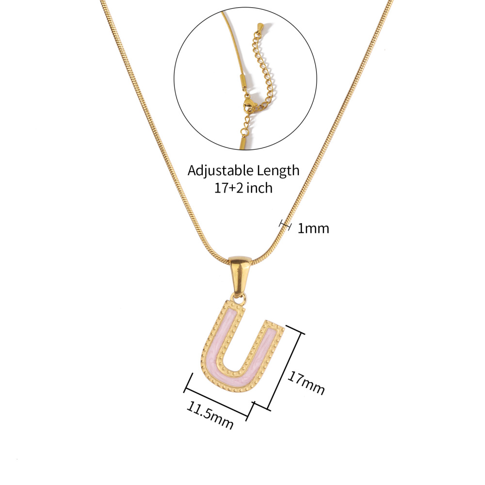 Colorful 18K Gold Plated Enamel Initial Pendant Necklace