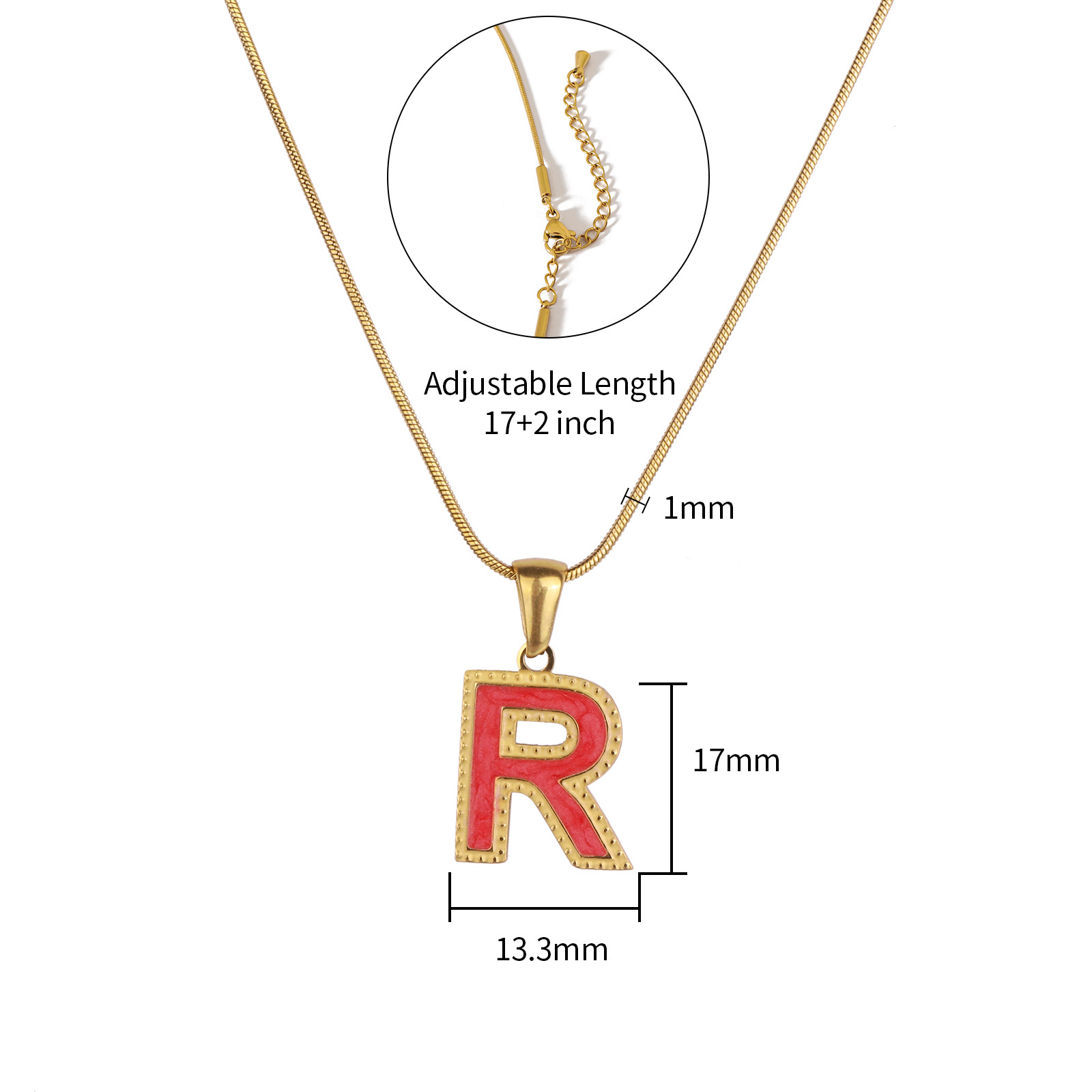 Colorful 18K Gold Plated Enamel Initial Pendant Necklace
