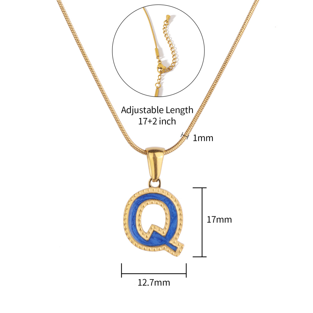 Colorful 18K Gold Plated Enamel Initial Pendant Necklace