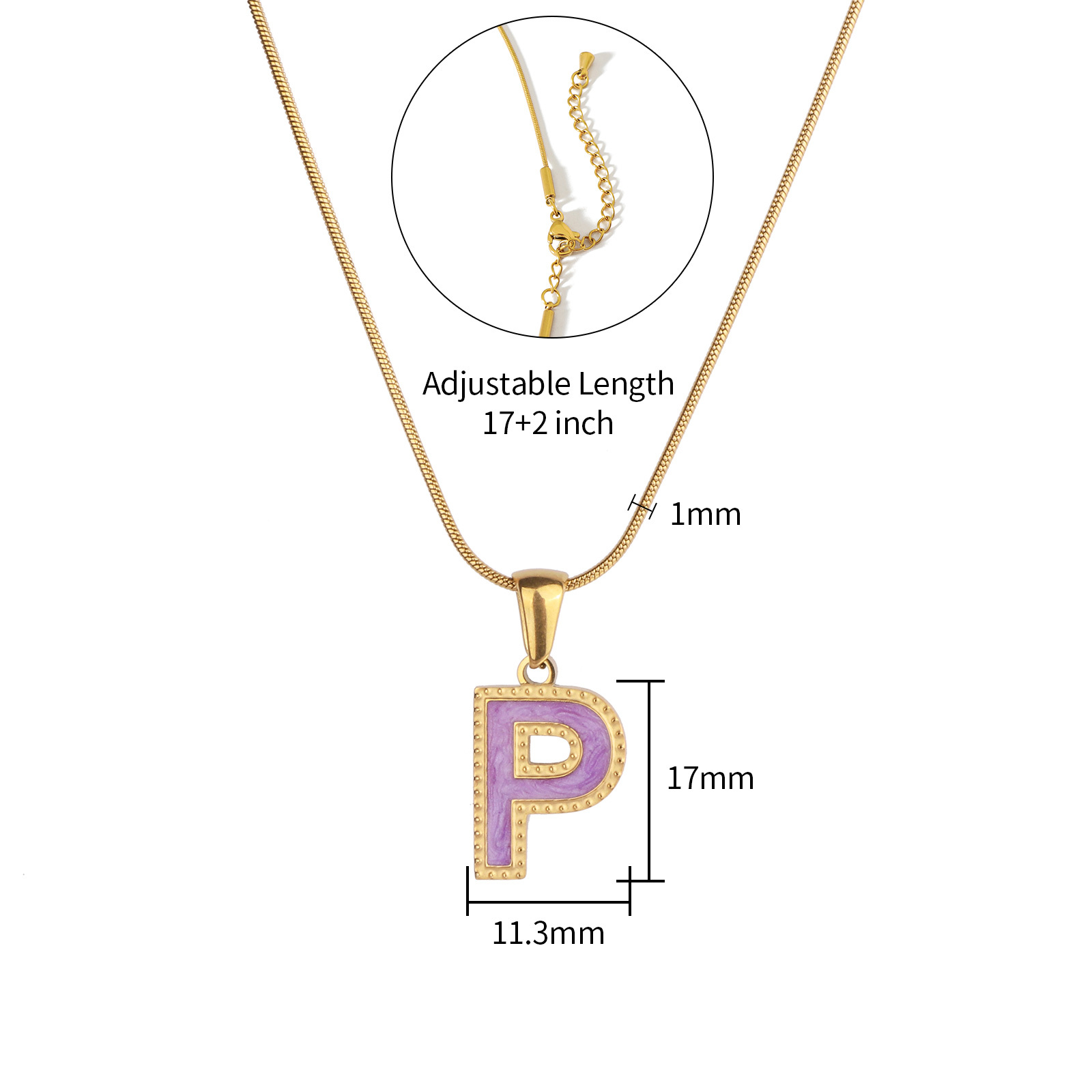 Colorful 18K Gold Plated Enamel Initial Pendant Necklace