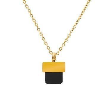 18K Gold Plated Black Agate Necklace and Earring Set in Ice Cream Design