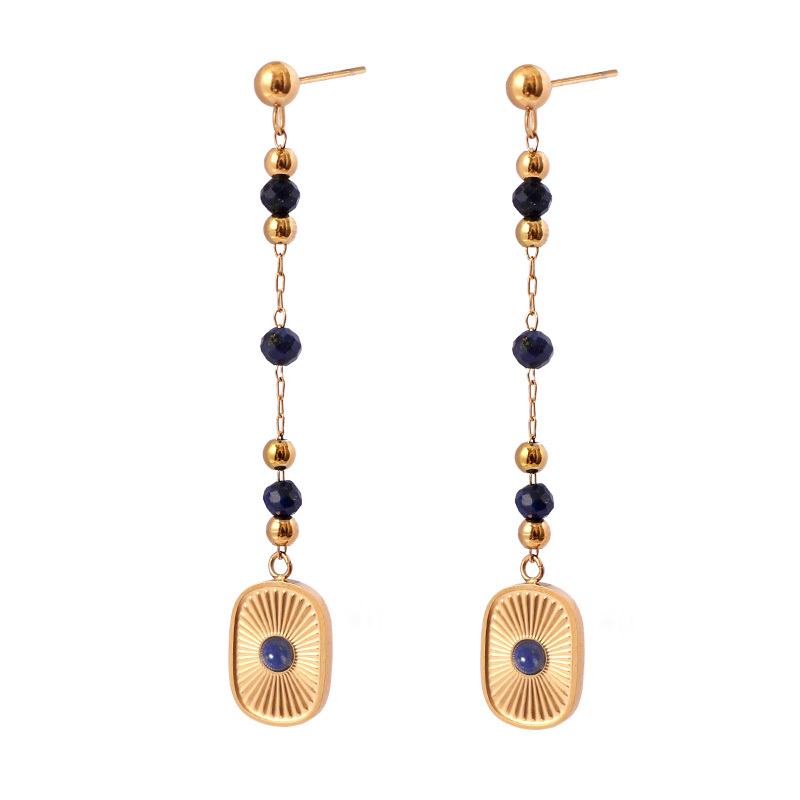 Delicate 18K Gold Plated Lapis Lazuli Bead Jewelry Set for Women