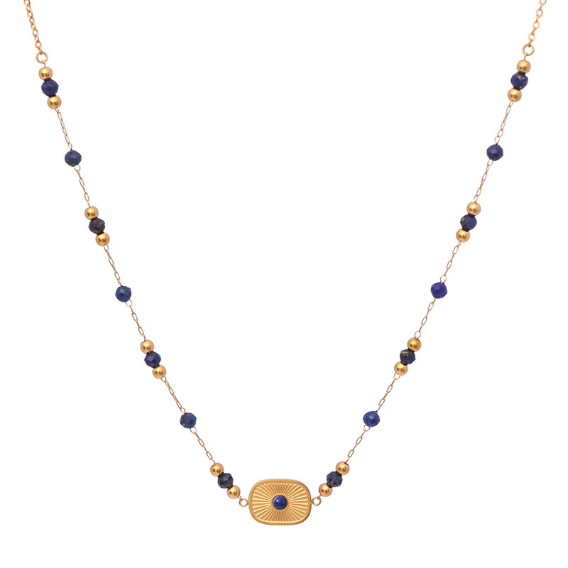 Delicate 18K Gold Plated Lapis Lazuli Bead Jewelry Set for Women