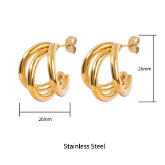 18K GOLD TRIPLE HOOP(WATERPROOF)