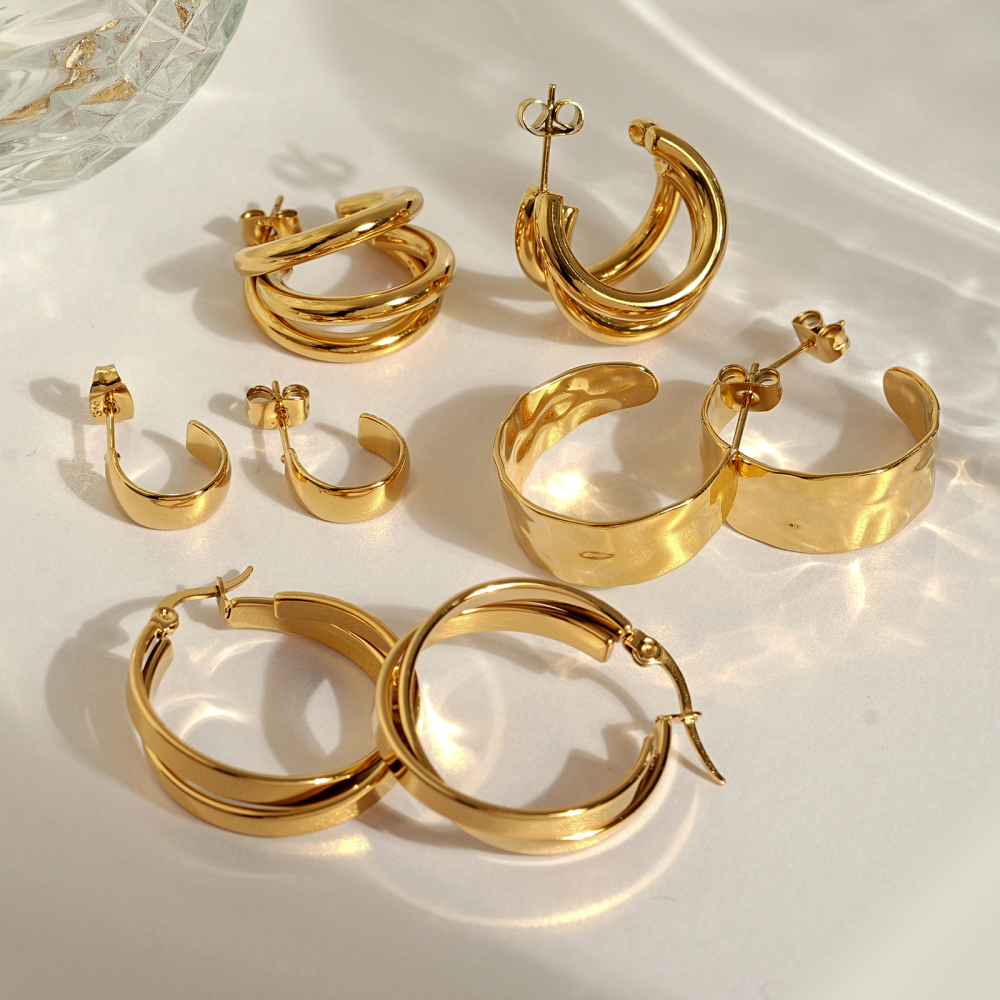 Various Styles Stainless Steel Gold Hoop Earrings for Everyday Chic
