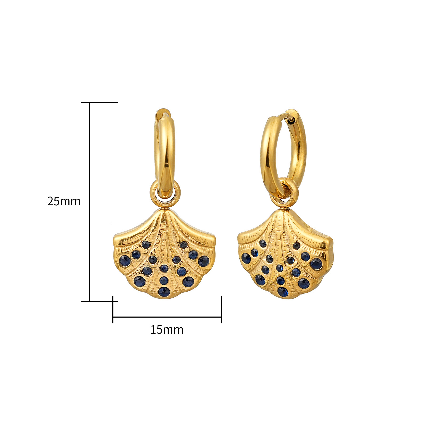 Delicate Gold Plated Cubic Zirconia Seashell Dangle Earrings