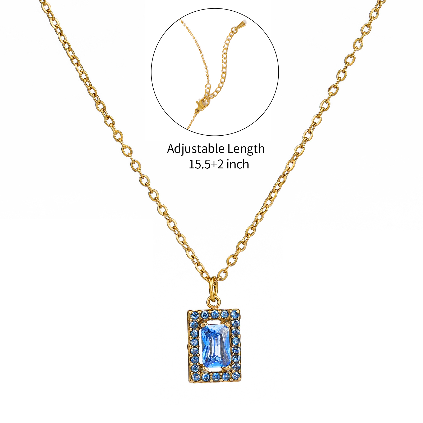Stylish 18K Stainless Steel Cubic Zirconia Pendant Necklace