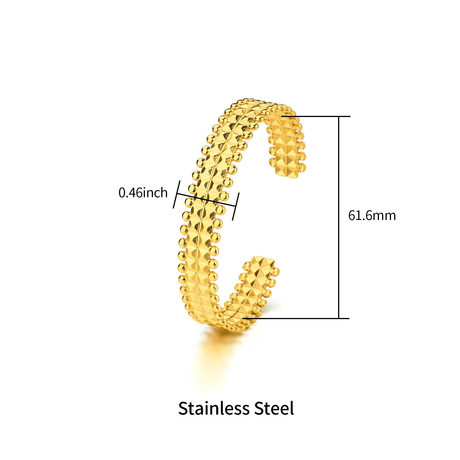 Nature Inspired Stainless Steel Gold Plated Bangle Bracelets