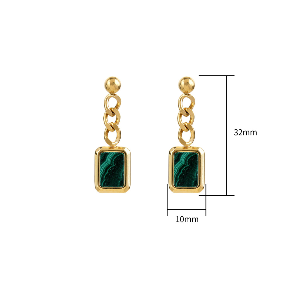 Gold Plated Stainless Steel Chain Design Earrings with Natural Stone or Shell