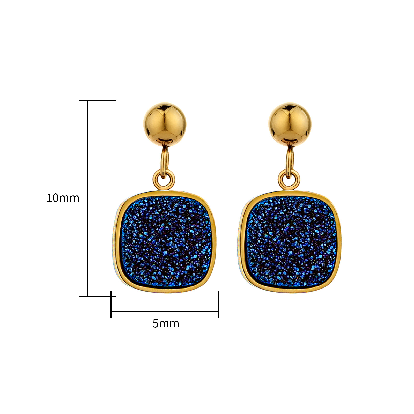Sparkling Gold Plated Stainless Steel Druzy Quartz Earrings