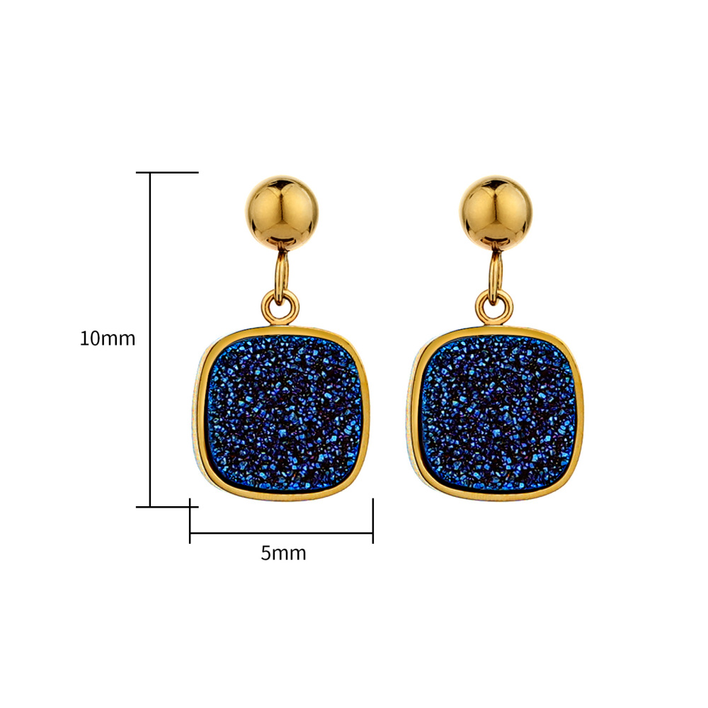 Sparkling Gold Plated Stainless Steel Druzy Quartz Earrings