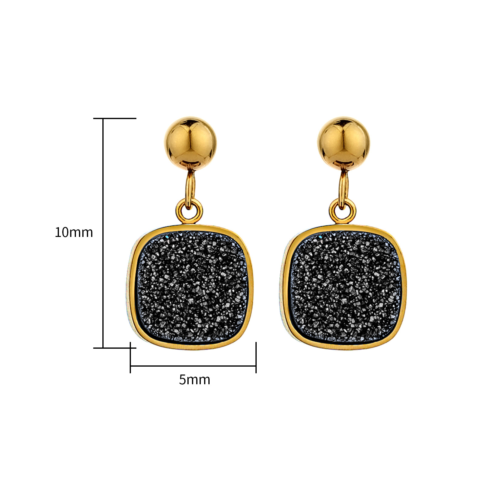 Sparkling Gold Plated Stainless Steel Druzy Quartz Earrings