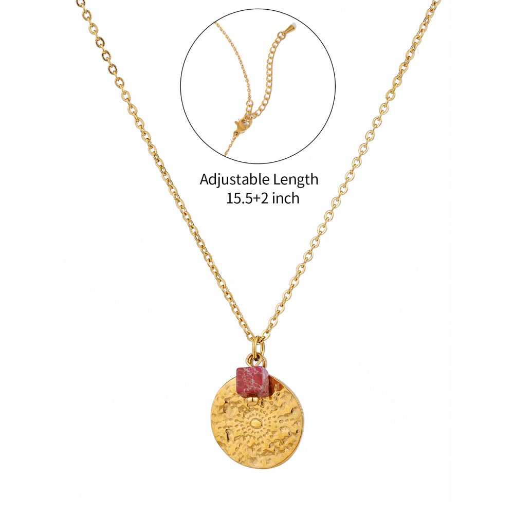 Gold Sunlight Pendant Necklce with Natural Stone or Pearl