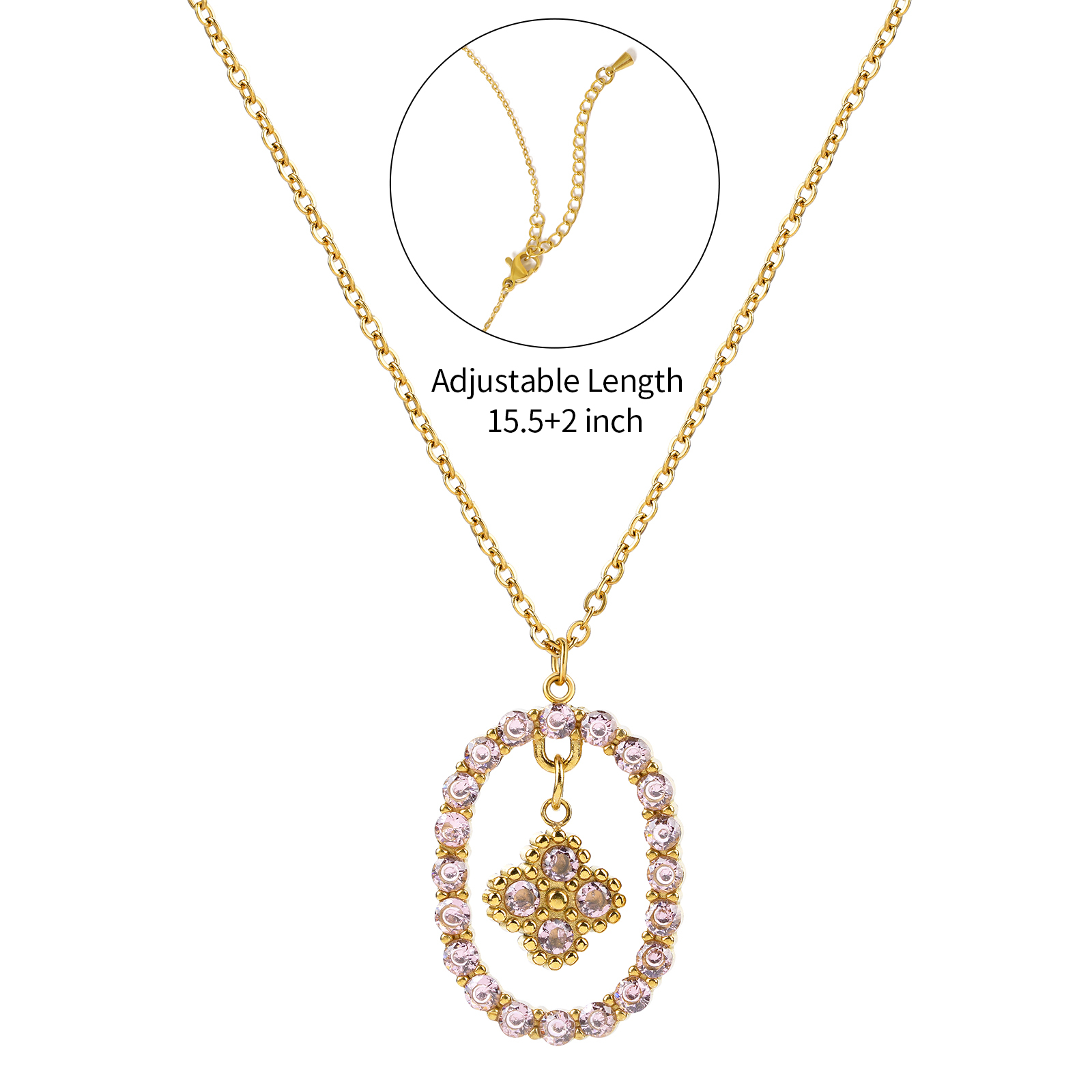 18K Gold Plated Sparkle Cubic Zirconia Pendant Necklace