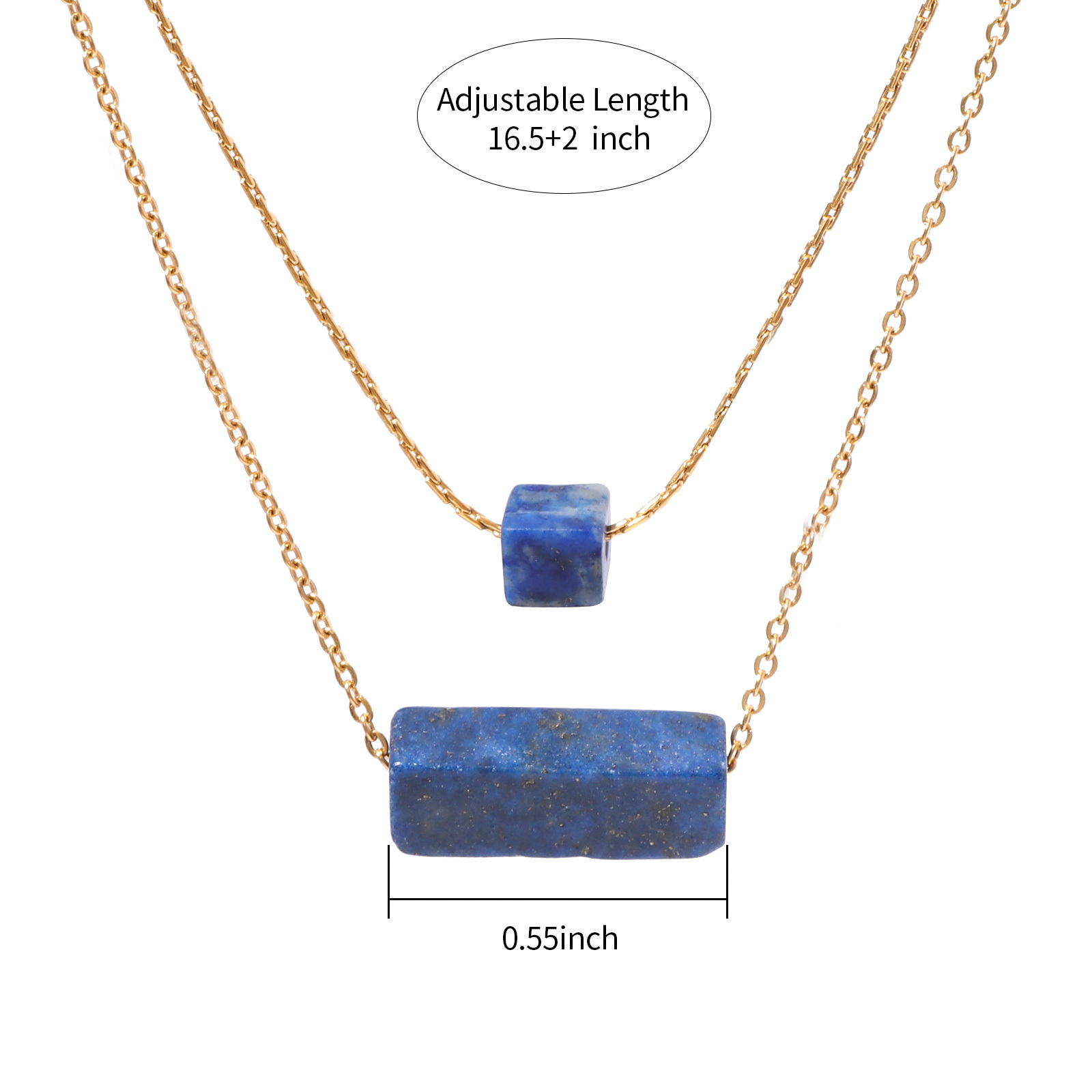 Elegant Natural Stone Double Layer Gold Necklace in Stainless Steel