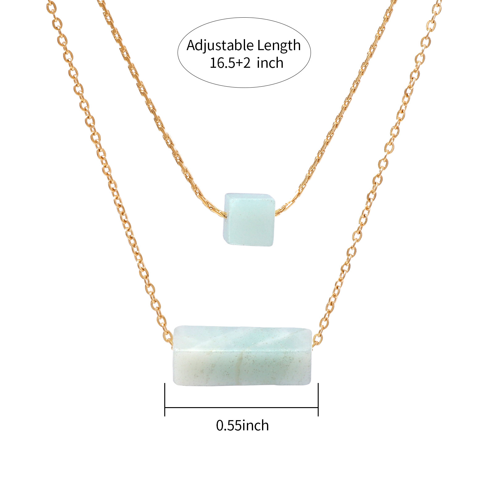 Elegant Natural Stone Double Layer Gold Necklace in Stainless Steel