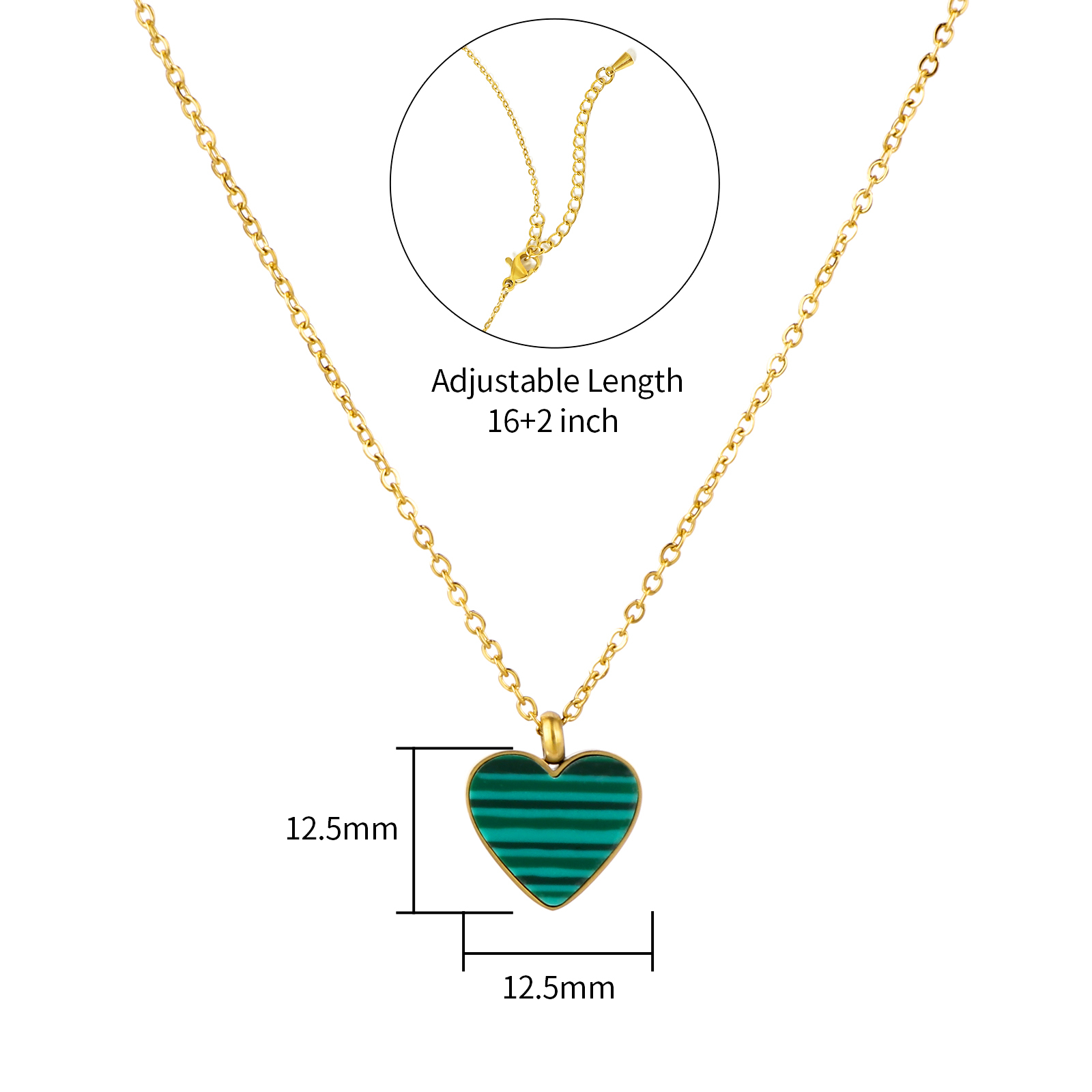 Stainless Steel Heart Shape Pendant Necklace Accented Natural Stone or Shell