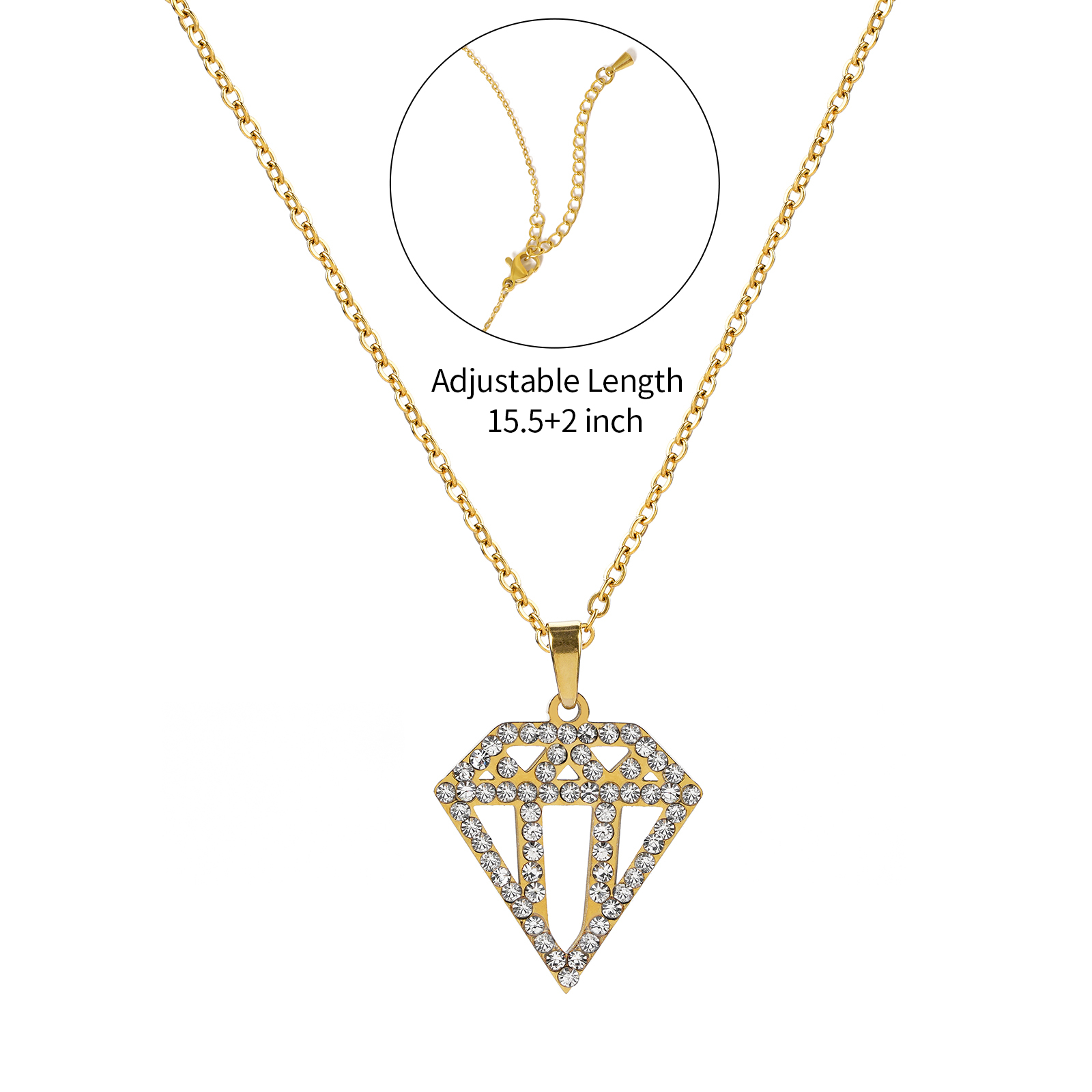 18K Gold Plated Sparkle Cubic Zirconia Pendant Necklace